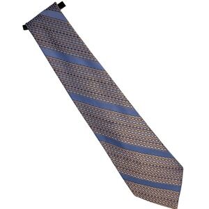 Vintage Trevira Necktie Mens Blue Geometric Striped Trevira Polyester